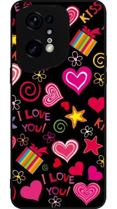 Coque OPPO Find X5 Pro - Silicone rigide noir Valentine 2023 love symbols