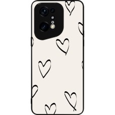 Coque OPPO Find X5 Pro - Silicone rigide noir Valentine 2023 minimalist hearts