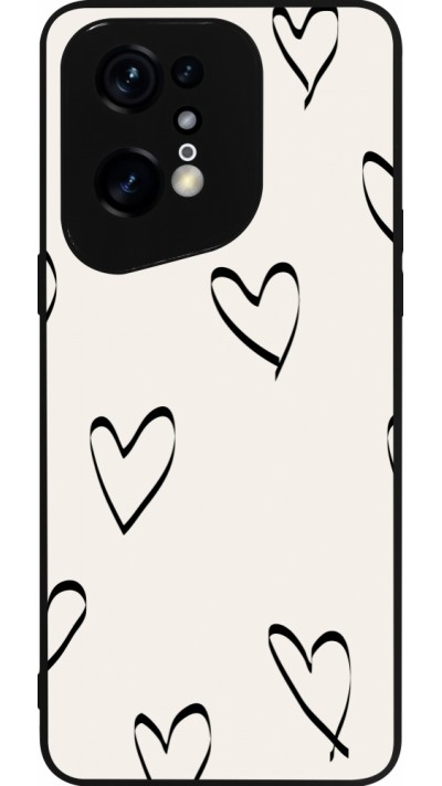 Coque OPPO Find X5 Pro - Silicone rigide noir Valentine 2023 minimalist hearts