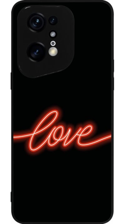 Coque OPPO Find X5 Pro - Silicone rigide noir Valentine 2023 neon love