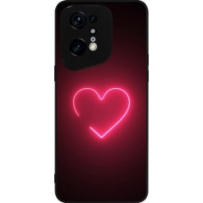 Coque OPPO Find X5 Pro - Silicone rigide noir Valentine 2023 single neon heart