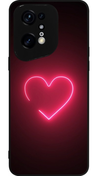 Coque OPPO Find X5 Pro - Silicone rigide noir Valentine 2023 single neon heart