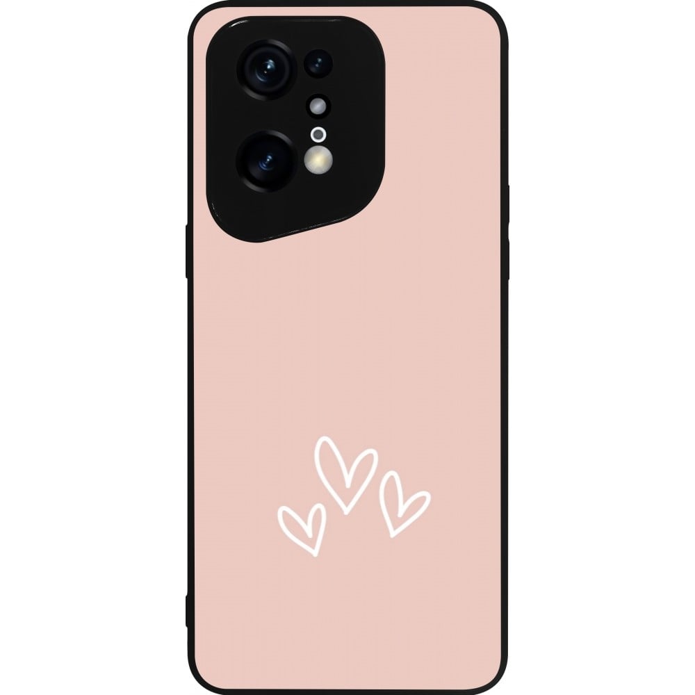 Coque OPPO Find X5 Pro - Silicone rigide noir Valentine 2023 three minimalist hearts