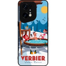 Coque OPPO Find X5 Pro - Silicone rigide noir Verbier Mountain Jacuzzi