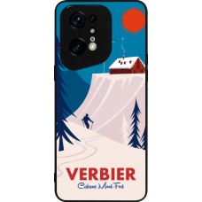 Coque OPPO Find X5 Pro - Silicone rigide noir Verbier Cabane Mont-Fort