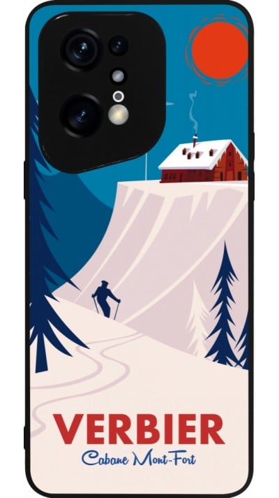 Coque OPPO Find X5 Pro - Silicone rigide noir Verbier Cabane Mont-Fort