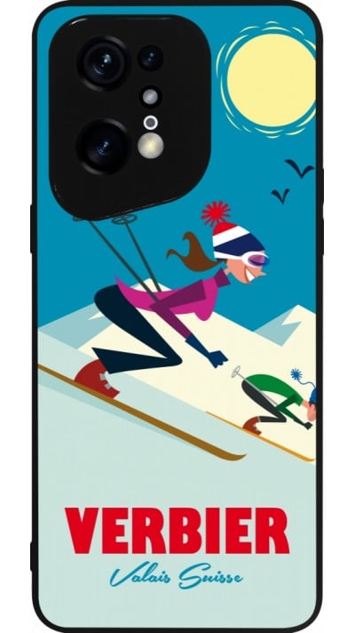 Coque OPPO Find X5 Pro - Silicone rigide noir Verbier Ski Downhill