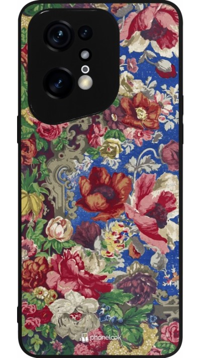 Coque OPPO Find X5 Pro - Silicone rigide noir Vintage Art Flowers