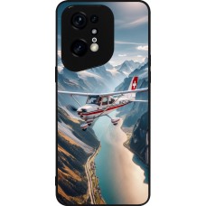 Coque OPPO Find X5 Pro - Silicone rigide noir Vol Alpin Suisse