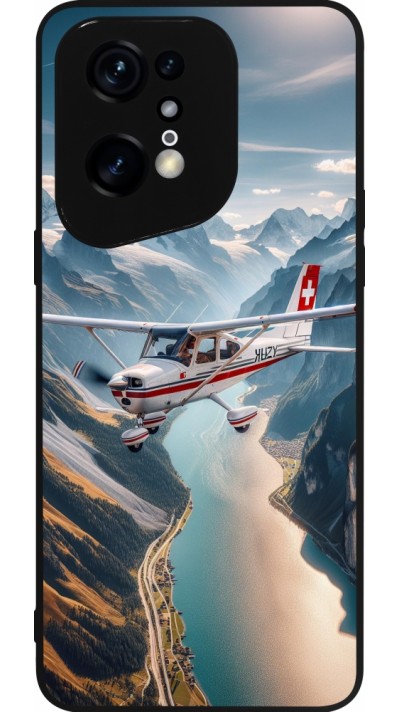 Coque OPPO Find X5 Pro - Silicone rigide noir Vol Alpin Suisse