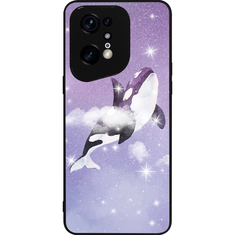 Coque OPPO Find X5 Pro - Silicone rigide noir Whale in sparking stars