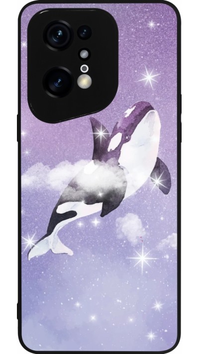 Coque OPPO Find X5 Pro - Silicone rigide noir Whale in sparking stars