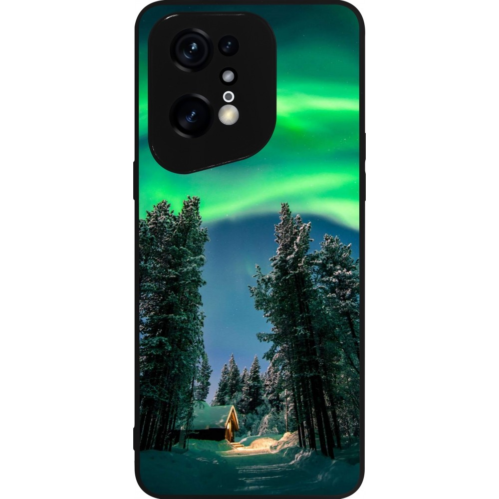 Coque OPPO Find X5 Pro - Silicone rigide noir Winter 22 Northern Lights