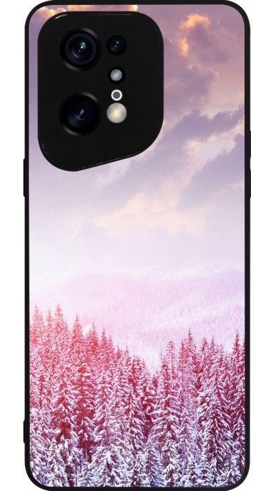 Coque OPPO Find X5 Pro - Silicone rigide noir Winter 22 Pink Forest