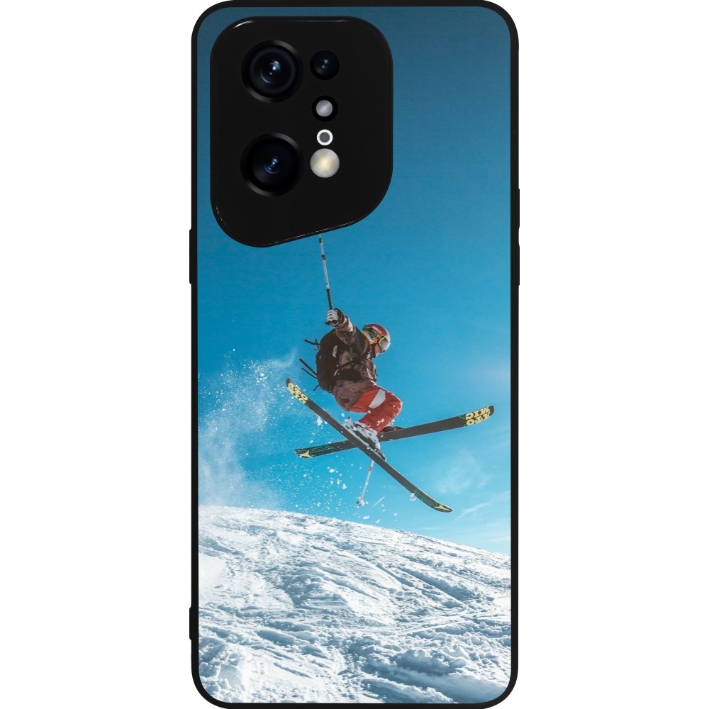 Coque OPPO Find X5 Pro - Silicone rigide noir Winter 22 Ski Jump