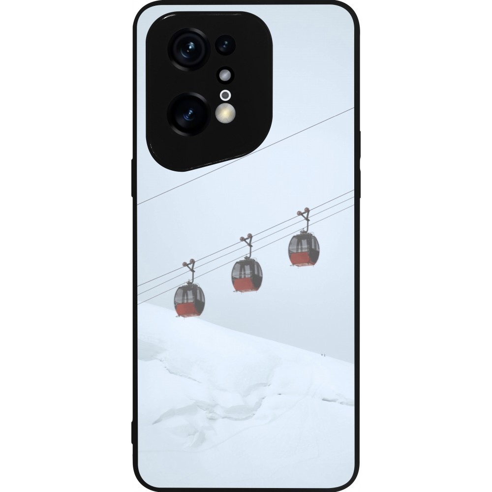 Coque OPPO Find X5 Pro - Silicone rigide noir Winter 22 ski lift