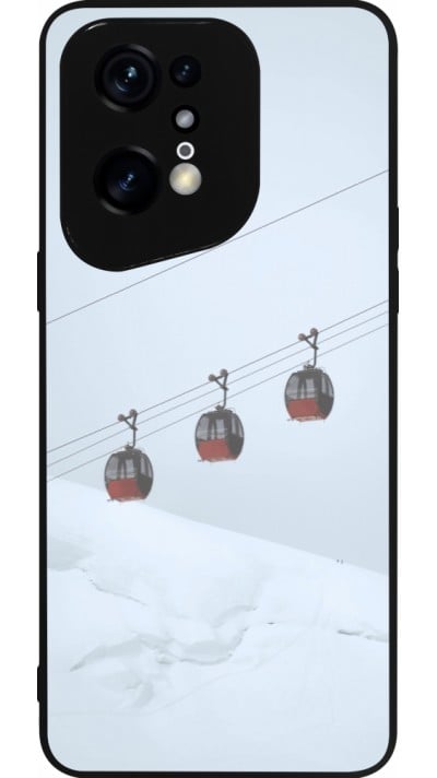 Coque OPPO Find X5 Pro - Silicone rigide noir Winter 22 ski lift