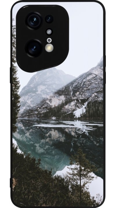 Coque OPPO Find X5 Pro - Silicone rigide noir Winter 22 snowy mountain and lake