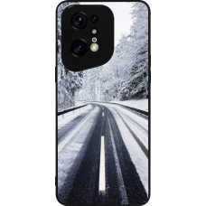 Coque OPPO Find X5 Pro - Silicone rigide noir Winter 22 Snowy Road