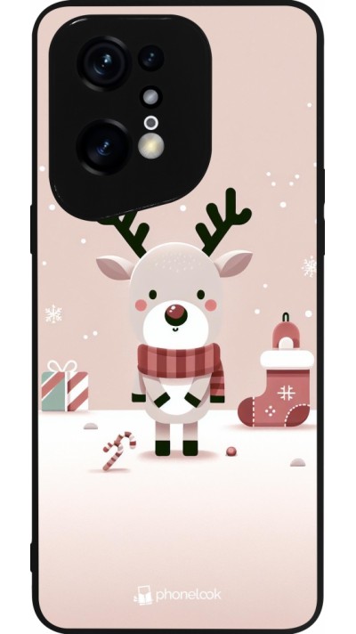 Coque OPPO Find X5 Pro - Silicone rigide noir Noël 2023 Choupinette Renne