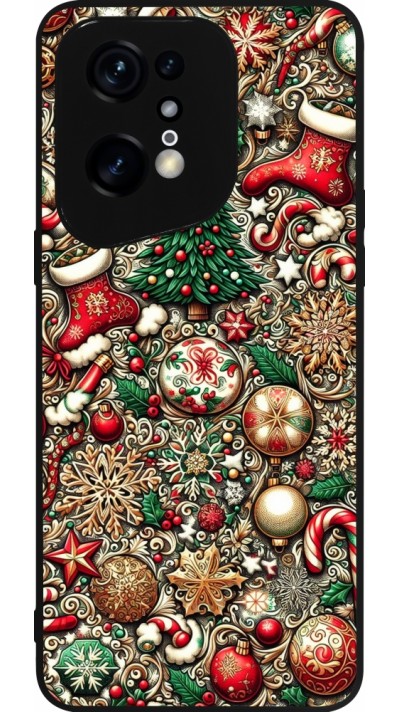 Coque OPPO Find X5 Pro - Silicone rigide noir Noël 2023 micro pattern