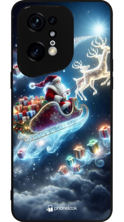 Coque OPPO Find X5 Pro - Silicone rigide noir Noël 2023 Père Noël enchanté