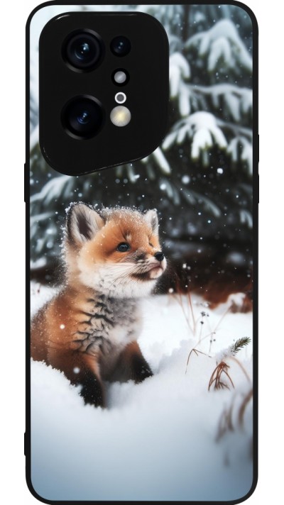 Coque OPPO Find X5 Pro - Silicone rigide noir Noël 2023 Renardeau sapin