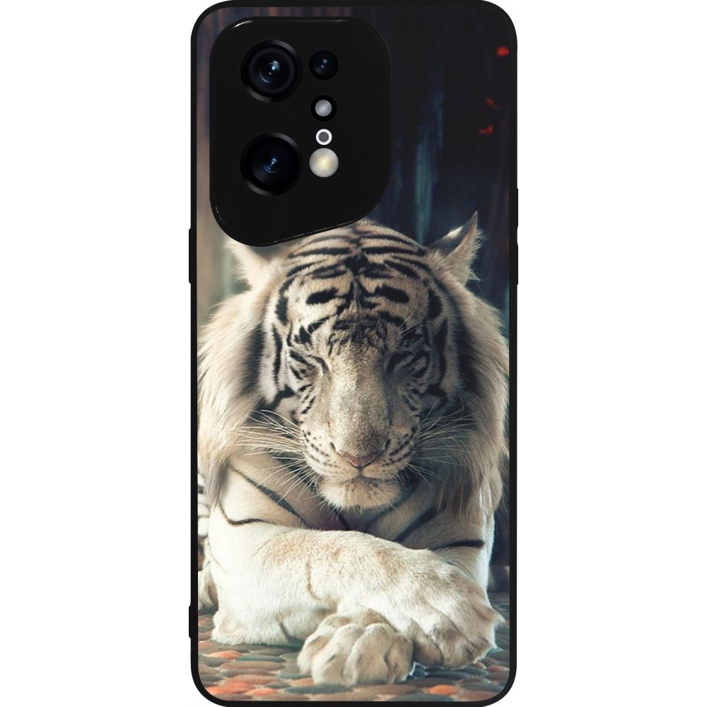 Coque OPPO Find X5 Pro - Silicone rigide noir Zen Tiger