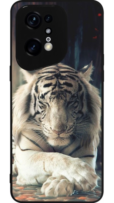 Coque OPPO Find X5 Pro - Silicone rigide noir Zen Tiger