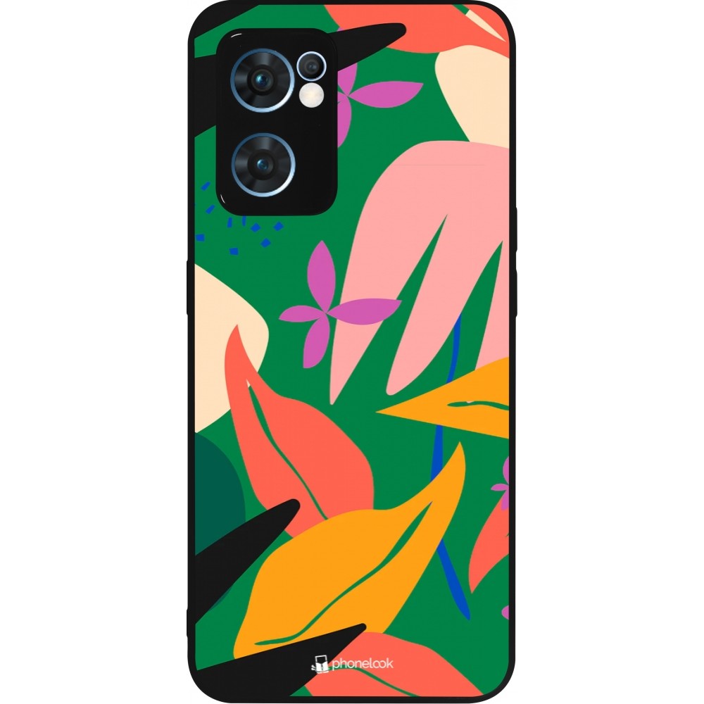 Coque OPPO Reno7 5G - Silicone rigide noir Abstract Jungle