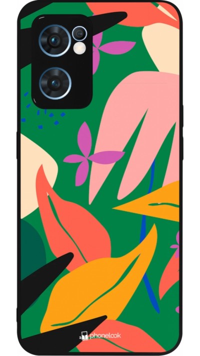 Coque OPPO Reno7 5G - Silicone rigide noir Abstract Jungle