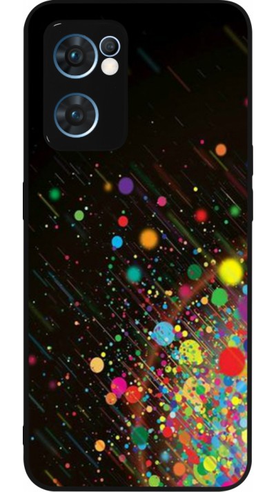 Coque OPPO Reno7 5G - Silicone rigide noir Abstract Bubble Lines