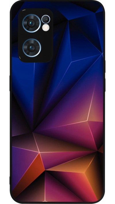 Coque OPPO Reno7 5G - Silicone rigide noir Abstract Triangles 