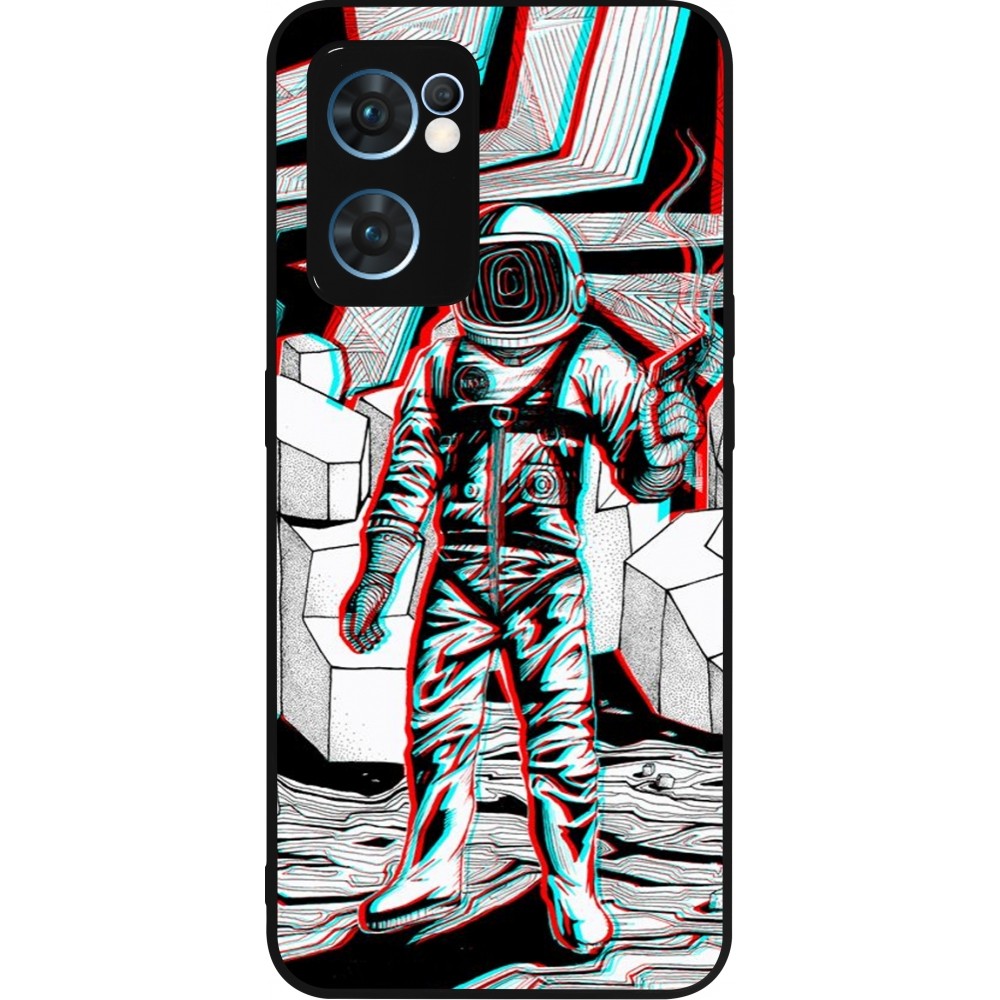 Coque OPPO Reno7 5G - Silicone rigide noir Anaglyph Astronaut