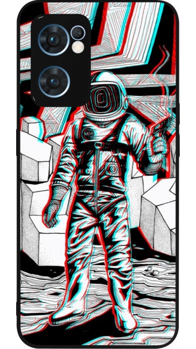 Coque OPPO Reno7 5G - Silicone rigide noir Anaglyph Astronaut