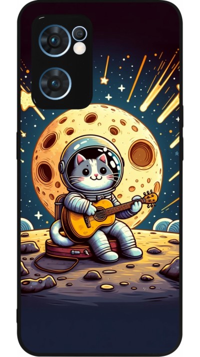 Coque OPPO Reno7 5G - Silicone rigide noir AstroCat RockLune