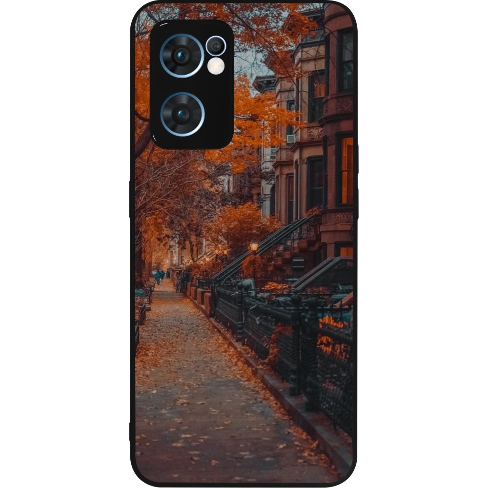 Coque OPPO Reno7 5G - Silicone rigide noir Autumn 2024 city