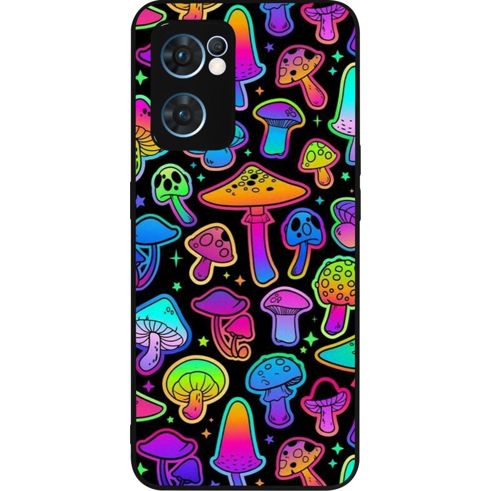 Coque OPPO Reno7 5G - Silicone rigide noir Autumn 2024 magic mushrooms