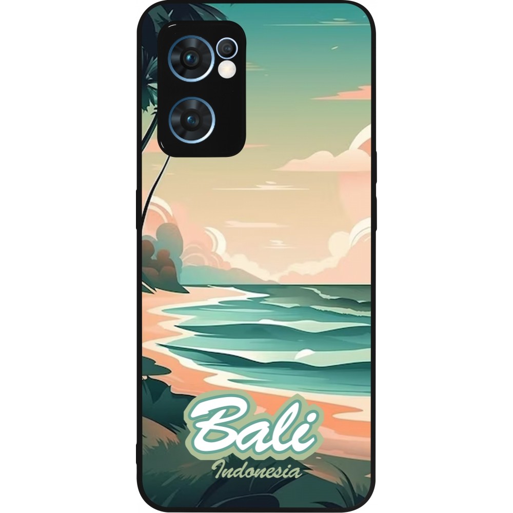 Coque OPPO Reno7 5G - Silicone rigide noir Bali Landscape