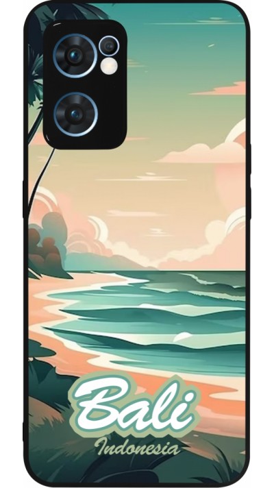 Coque OPPO Reno7 5G - Silicone rigide noir Bali Landscape