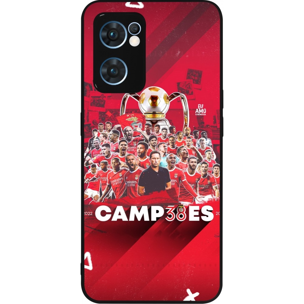 Coque OPPO Reno7 5G - Silicone rigide noir Benfica Campeoes 2023