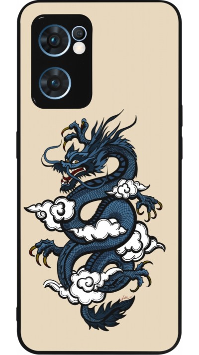 Coque OPPO Reno7 5G - Silicone rigide noir Blue Dragon Tattoo