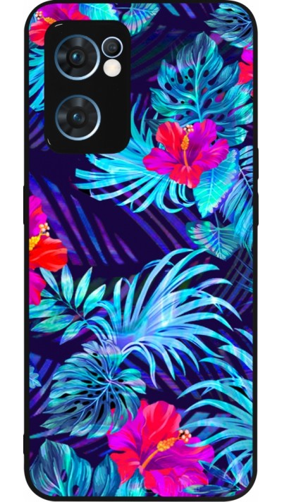 Coque OPPO Reno7 5G - Silicone rigide noir Blue Forest