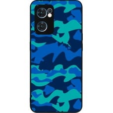 Coque OPPO Reno7 5G - Silicone rigide noir Camo Blue