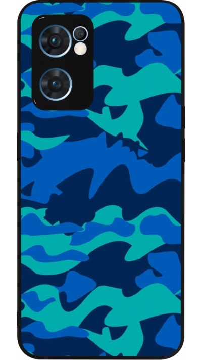 Coque OPPO Reno7 5G - Silicone rigide noir Camo Blue