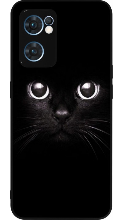 Coque OPPO Reno7 5G - Silicone rigide noir Cat eyes