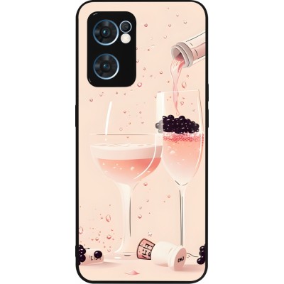 Coque OPPO Reno7 5G - Silicone rigide noir Champagne Pouring Pink