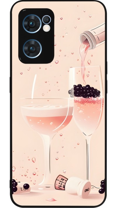 Coque OPPO Reno7 5G - Silicone rigide noir Champagne Pouring Pink