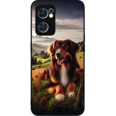 Coque OPPO Reno7 5G - Silicone rigide noir Chien Campagne Suisse