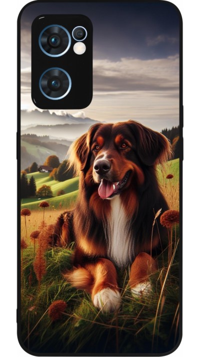 Coque OPPO Reno7 5G - Silicone rigide noir Chien Campagne Suisse